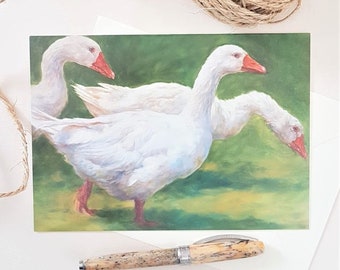 Carte blanche de jour d’oie - Notelet- Carte d’anniversaire d’oie- oie merci carte- Notelet d’oiseau