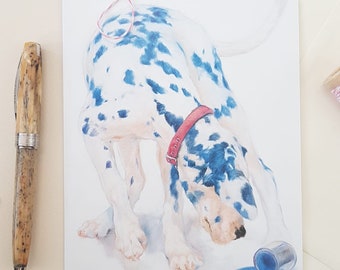 Dalmatian Art Card - Personalised Card -Dalmatian Birthday Card- Dog Greeting Card- Dalmation Thank You Card