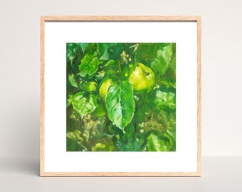 Apple-stillevenkunstafdruk: Cottagecore keukendecor
