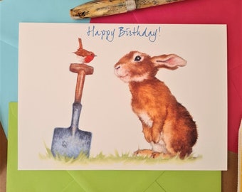 Rabbit  Birthday Card - Personalised Animal Birthday Card for Her- Daughter Birthday Card-Animal Birthday Card for Her