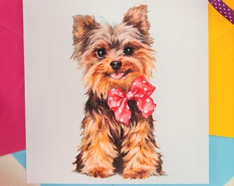 Yorkie Card- Yorkshire Terrier Birthday Card- Terrier Anniversary Card for Her- Love Terrier Gift