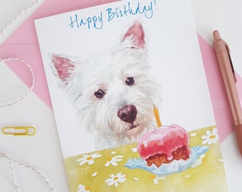 Westie Birthday Card - Highland Terrier Birthday Card - Terrier Gift- Love Westie Card