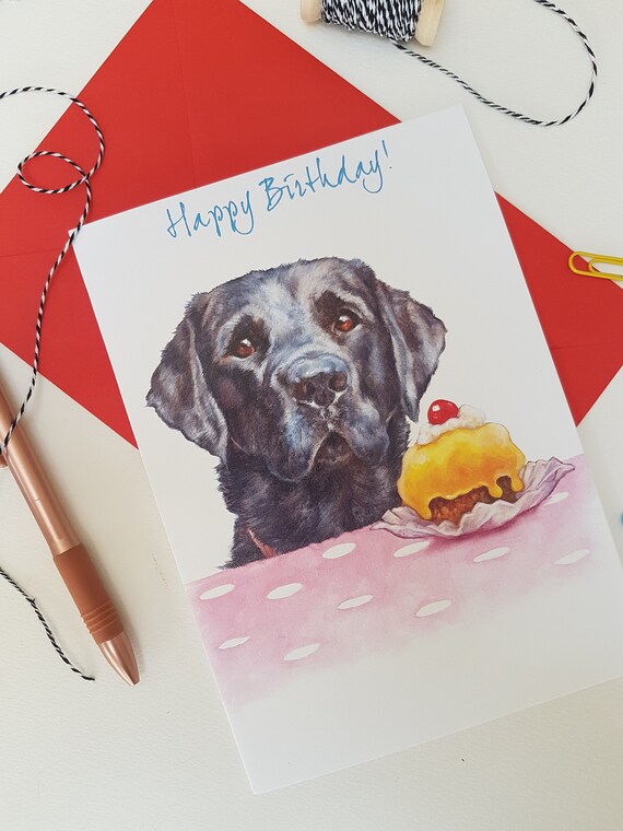Labrador Birthday Card Dog Birthday Card Cute Black Etsy