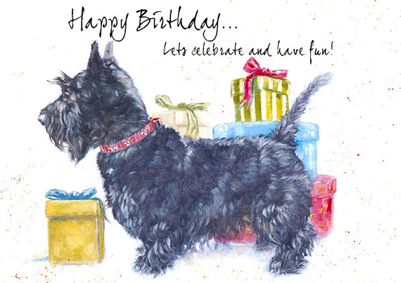 Super Scottie hond verjaardagskaart-Schotse Terriër Card-verjaardag | Etsy KS-97