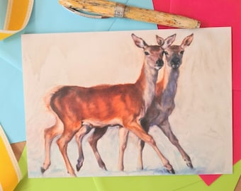 Deer Card - Wildlife Art Card- Personalised Card- Animal Fathers Day Card - Birthday Card - Christmas Card - Friendship Card -