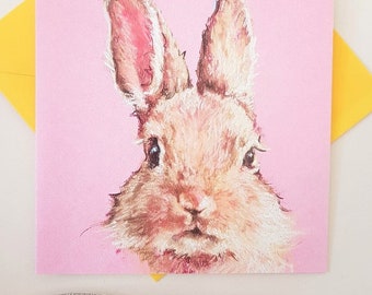 Bunny Card - Cute Rabbit Birthday Card- Child's Rabbit Birthday Card- Love Rabbit Card- Her Anniverary Card