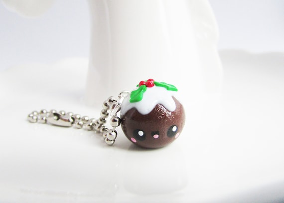 Cute Christmas Pudding Charm, Polymer Clay knitting and crochet marker