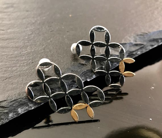 Geometric earrings, handmade pin earrings, geomet… - image 4