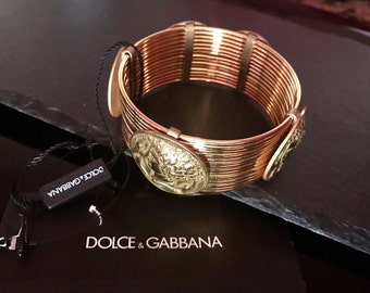 Authentic Dolce&Gabbana bangle bracelet, vintage Dolce and Gabbana runway bracelet, women gold charm bracelet , Dolce Gabanba coin bracelet