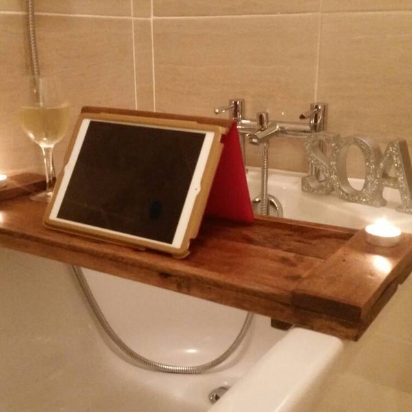 Handmade reclaimed rustic bath tray
