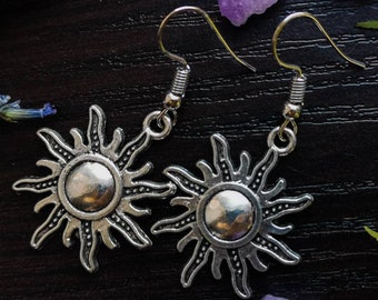Vintage Earrings Spiritual Golden Sun VividColors Gold Energy Jewelry Reiki Yoga Good Luck Charm Alchemy Eclipse