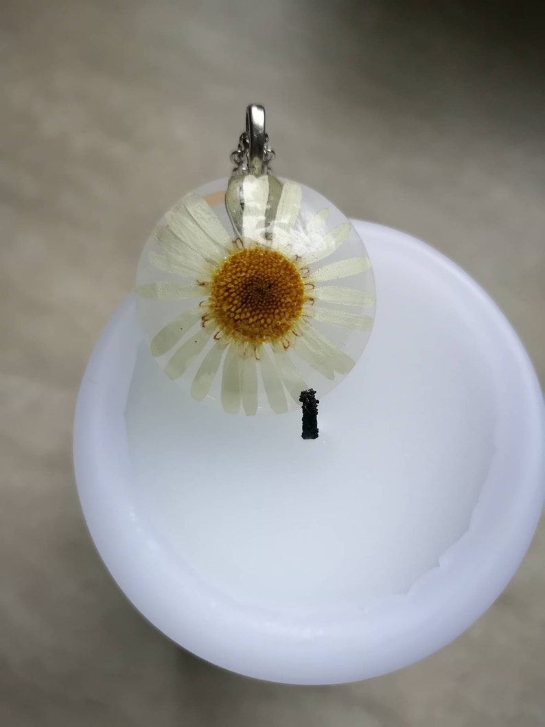 Daisy Terrarium Necklace Real Flower Necklace Pressed Flower Jewelry Sunflower White Daisy Jewelry Bridesmaid Necklace Floral Necklace Glass