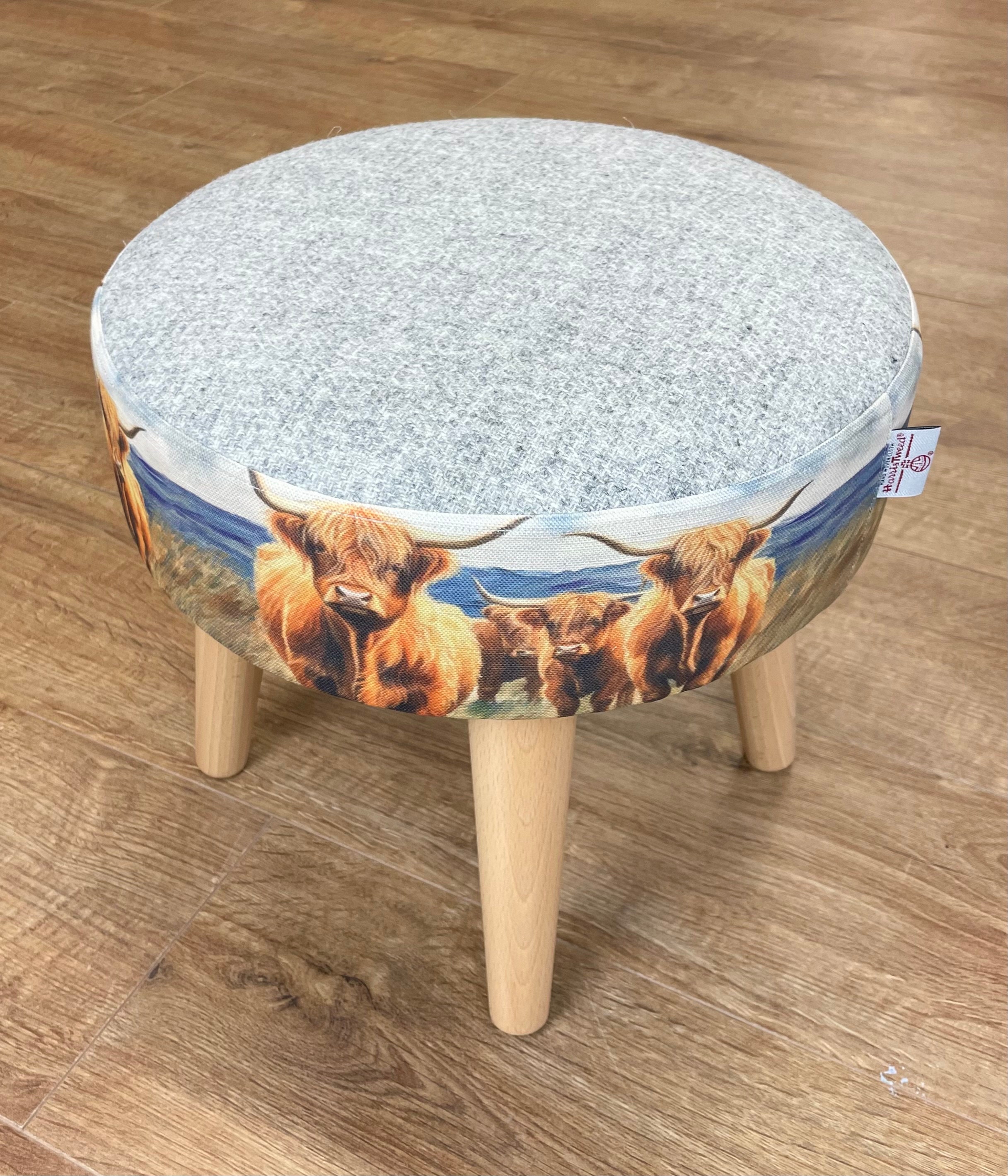 Grey cow footstool discount