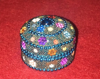 Decorative Indian lacquered pill box