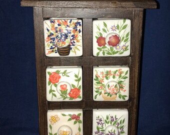 Apothecary Spice Cabinet 3 Ceramic Drawers Wood Wall Mount Etsy