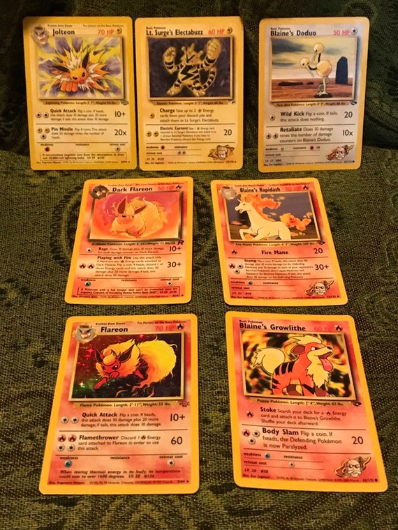 Lot Of 7 Pokemon Cards 1995 2001 Trading Cards Vintage Gamefreak Nintendo