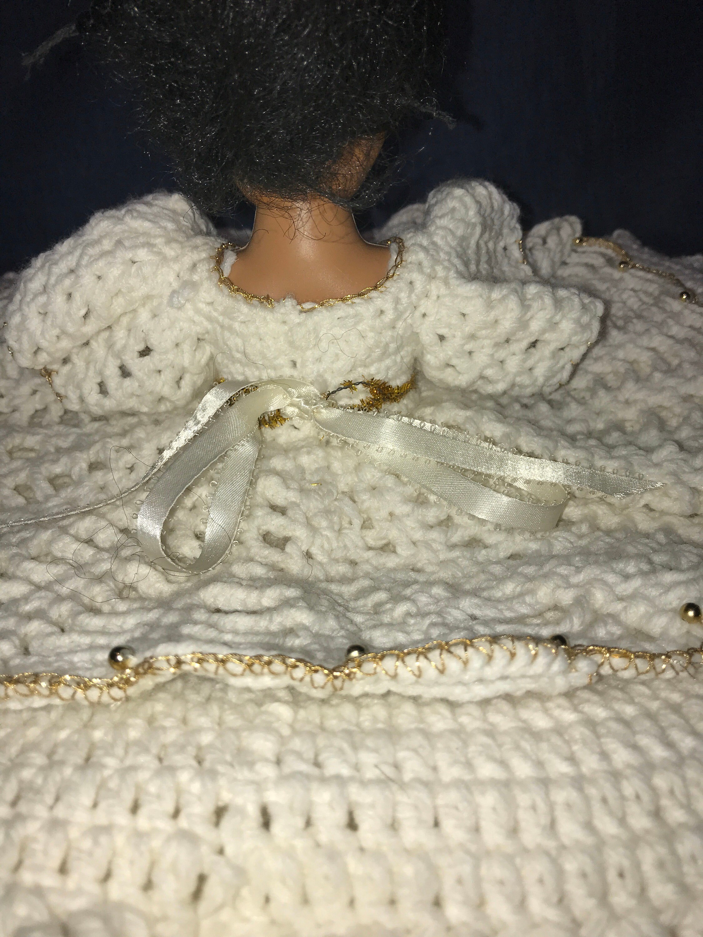 Vintage Crochet Bed Pillow Doll With Layered Ruffled Dress Etsy