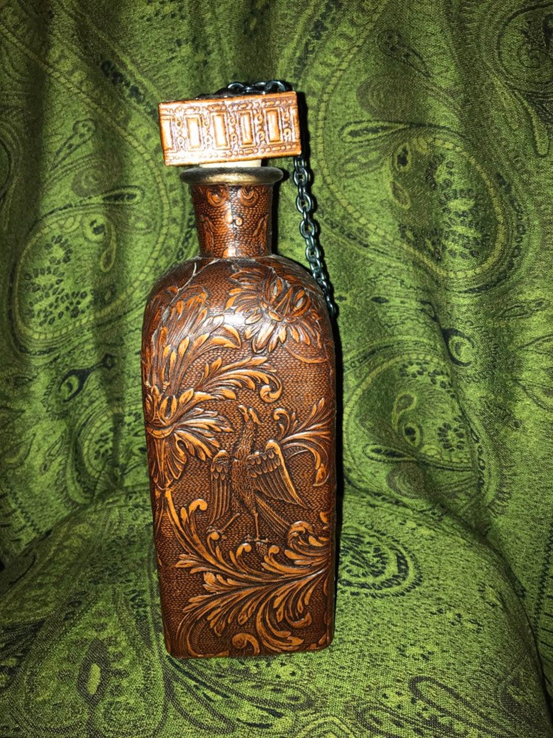 Vintage Leather Wrapped Decanter Spanish Leather Wrapped Etsy