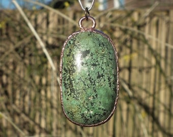 Turquoise necklace // Electroformed Copper // Turquoise jewelry // Free Copper Chain!