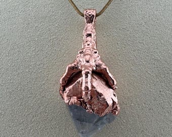 Electroformed Copper Dragon Claw Celestite Crystal Pendant | Raw Gemstone Nature Jewelry Gift