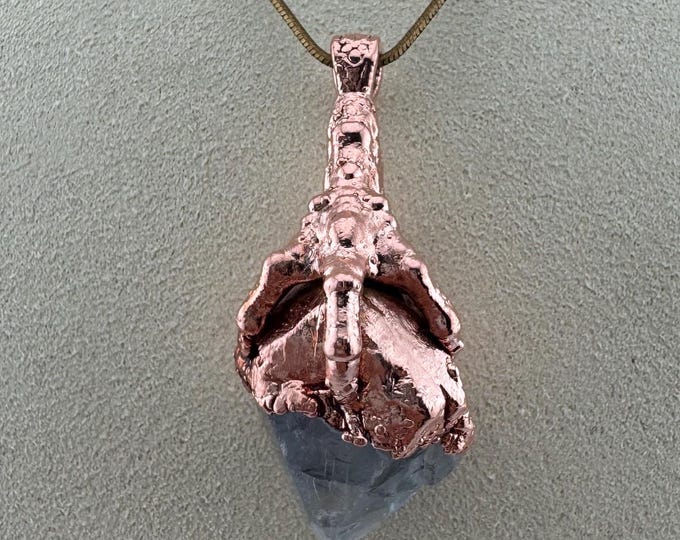 Featured listing image: Electroformed Copper Dragon Claw Celestite Crystal Pendant | Raw Gemstone Nature Jewelry Gift