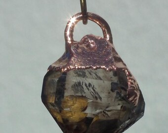 Herkimer Diamond Raw Quartz Crystal Pendant Necklace | Healing Metaphysical Gemstone Boho Artisan Jewelry