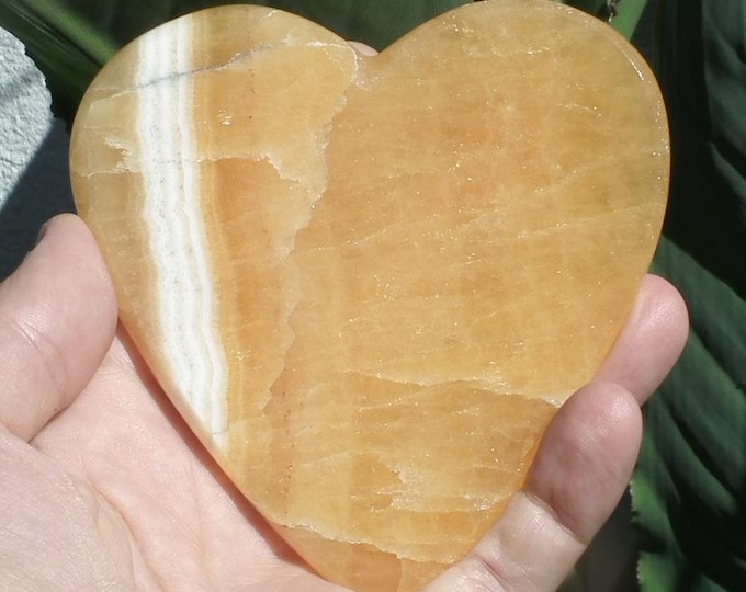 Handmade orange calcite heart