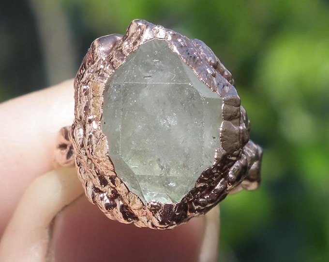 Herkimer diamond ring / Electroformed Copper