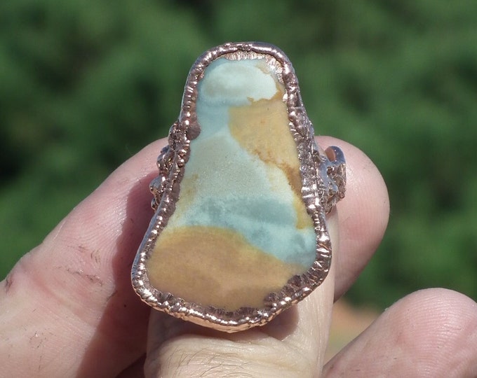 Electroformed  copper Polychrome jasper Ring