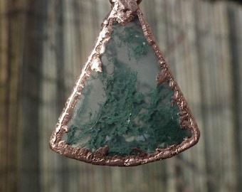 Copper formed Mossagate pendant