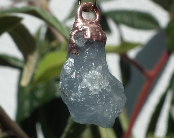 Electroformed copper Celestite necklace