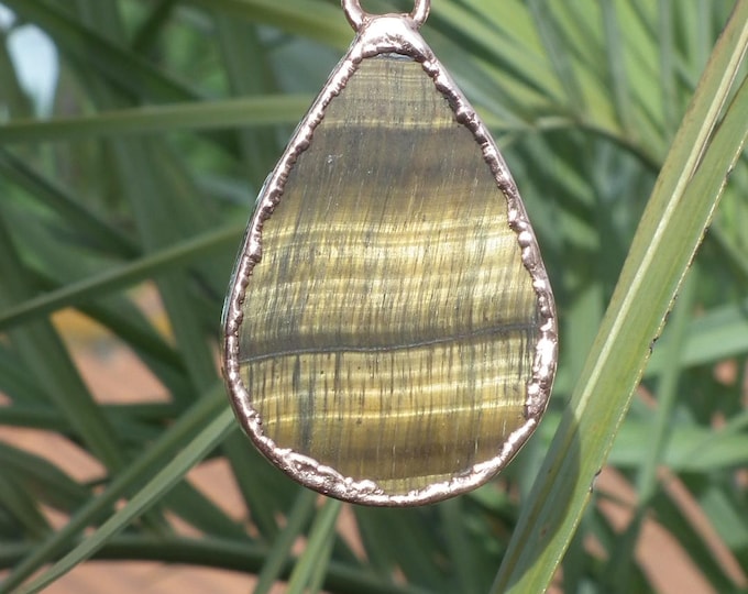 Tigers eye necklace Electroformed copper