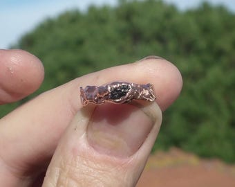 Moldavite ring / Electroformed Copper