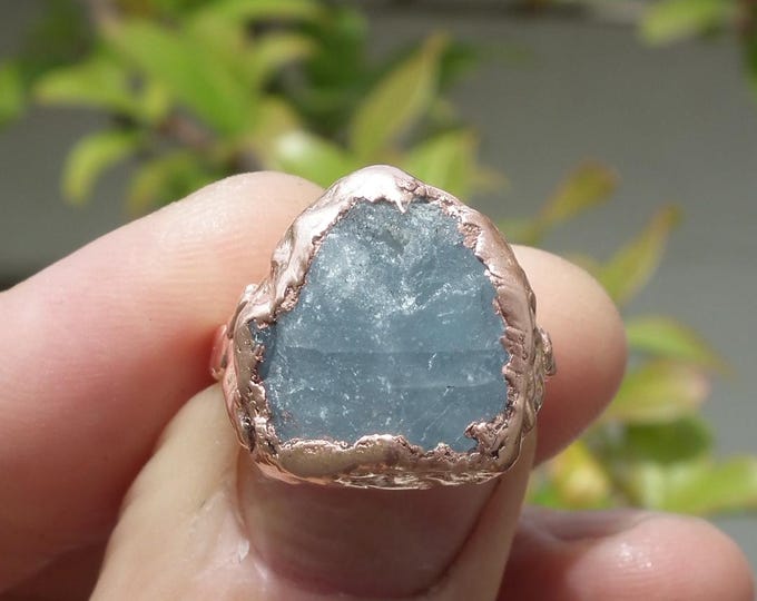 Featured listing image: Electroformed  Copper celestite ring / Celestite crystal