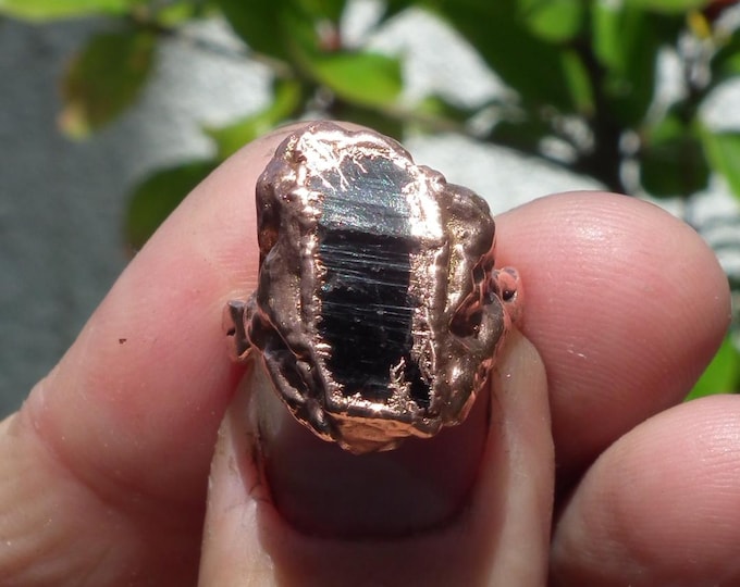 Black tourmaline ring / Copper ring