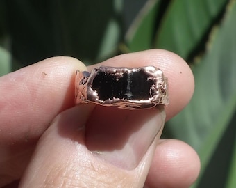 Black tourmaline ring / Electroformed copper