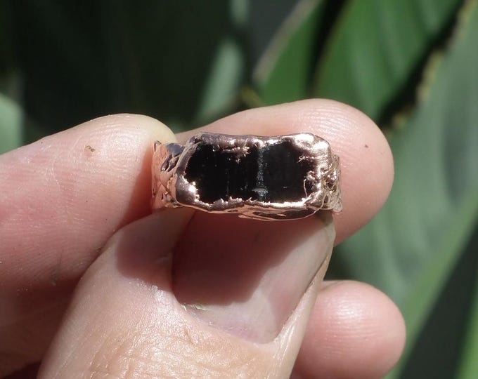 Black tourmaline ring / Electroformed copper