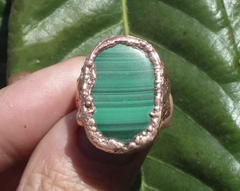 Malachite ring // Electroformed copper