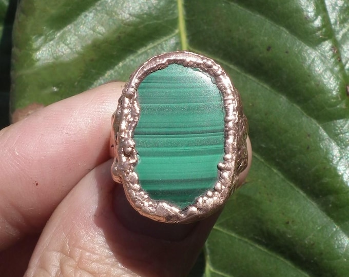 Malachite ring // Electroformed copper