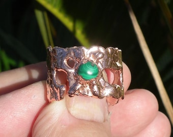 Malachite ring // Electroformed copper