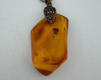 Baltic Amber Fossil Pendant with Bronze Bail | Ancient Prehistoric Organic Stone Jewelry