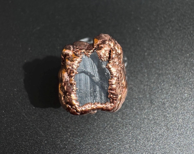 Featured listing image: Electroformed Copper Celestite Crystal Ring Handmade Artisan Bohemian Spiritual Gemstone Jewelry