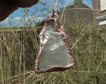 rose quartz necklace / Electroformed copper