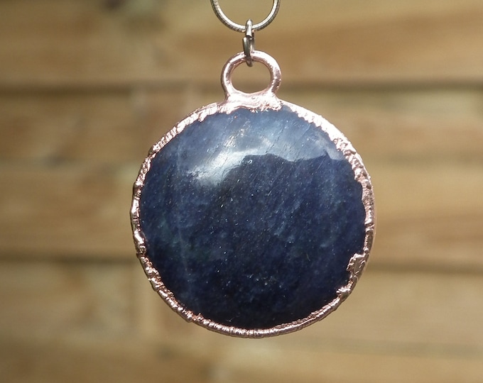 Blue aventurine necklace / aventurine crystal necklace / Electroformed copper