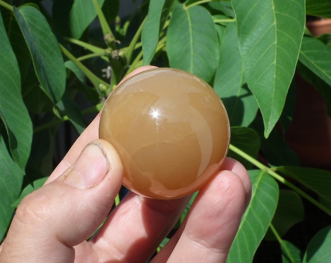 Honey calcite sphere // Calcite crystal // Crystal ball