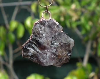 Electroformed copper Super 7 necklace // Super 7 crystal // Amethyst cacoxenite