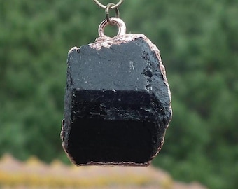 Black tourmaline pendant / raw black tourmaline