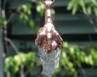 Copper Dragon Claw UV Reactive Petroleum Quartz Crystal Pendant | Fluorescent Mineral Necklace Handmade