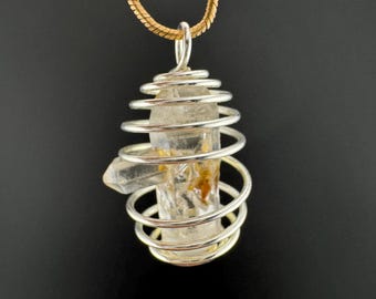 Double Terminated Clear Quartz Crystal Pendant Necklace | Natural Pointed Gemstone Spiritual Jewelry