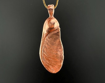 Electroformed Copper Maple Seed Pendant | Handcrafted Botanical Jewelry | Unique Woodland Nature Gift